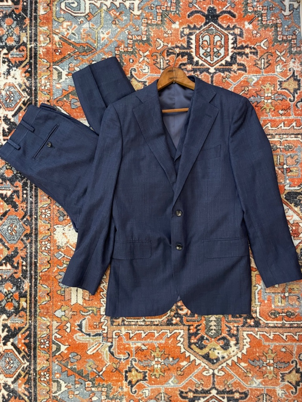 SuitSupply Vitale Barberis Canonico Navy 3 Peice Suit | Men’s Size 36